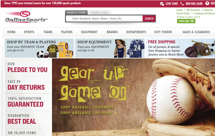 美国体育用品销售网站：Online Sports